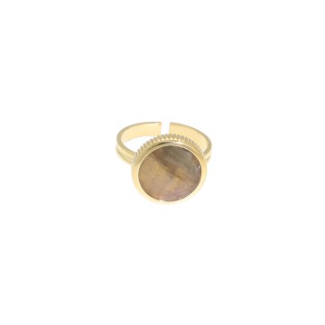 Bague acier doré, Labradorite