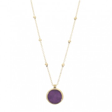 Collier acier doré, Améthyste