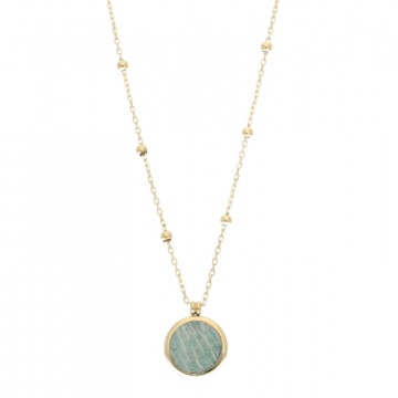 Collier acier doré, Amazonite