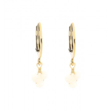 Boucles d'oreilles acier doré, Corail blanc
