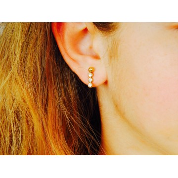 Boucles d'oreilles acier doré, Zirconium