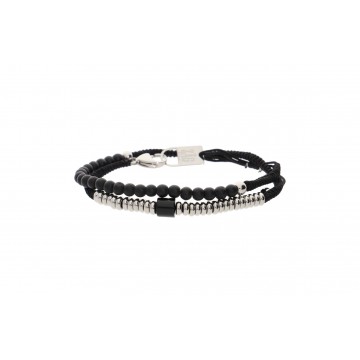 Bracelet double-tour cordon acier, Pierres