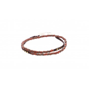 Bracelet double-tour cordon acier doré, Pierres