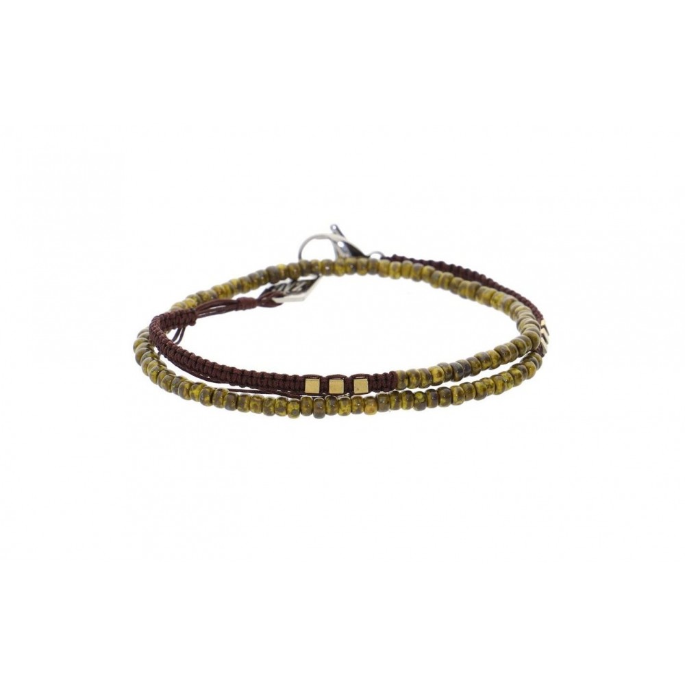 Bracelet double-tour cordon acier doré, Pierres