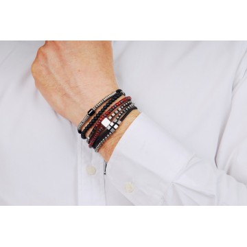 Bracelet double-tour cordon acier, Pierres
