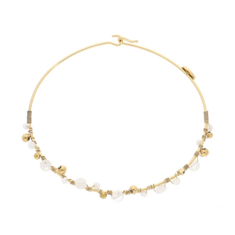 Bracelet acier doré, Agate blanche et Nacre Bracelet acier doré, Agate blanche et Nacre