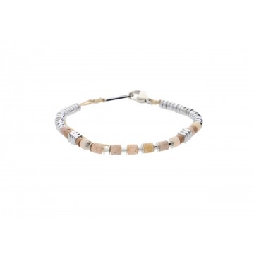 Bracelet cordon acier, Pierres