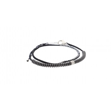 Bracelet cordon double-tour acier, Pierres