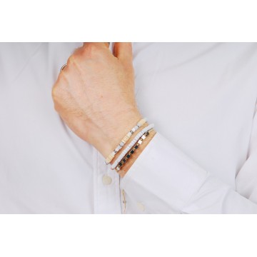 Bracelet cordon acier, Pierres