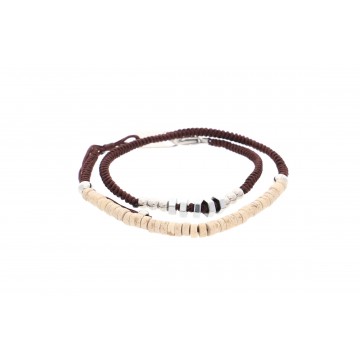 Bracelet cordon double-tour acier, Pierres