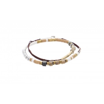 Bracelet cordon double-tour acier, Pierres