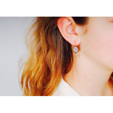 Boucles d'oreilles acier doré, Nacre