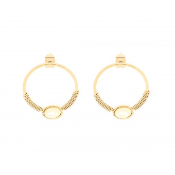 Boucles d'oreilles acier doré, Nacre