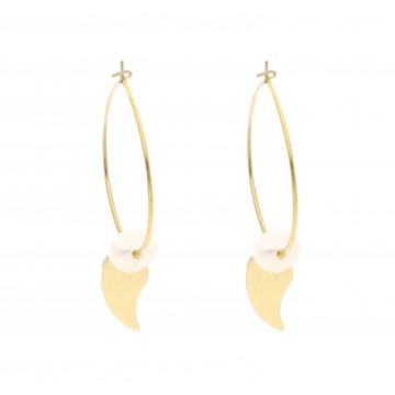 Boucles d’oreilles acier doré, Perle de culture