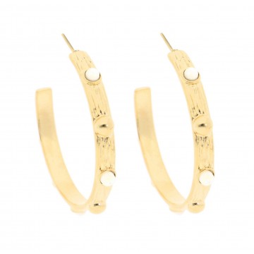 Boucles d’oreilles acier doré, Nacre