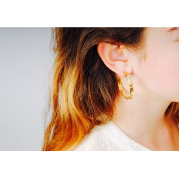 Boucles d’oreilles acier doré, Nacre
