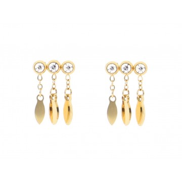 Boucles d'oreilles acier doré, Zirconium