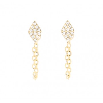 Boucles d'oreilles acier doré, Zirconium