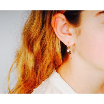 Boucles d’oreilles acier doré, Nacre