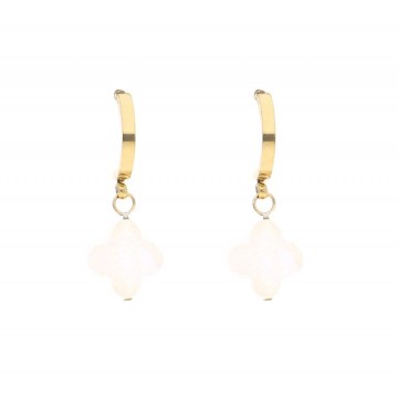 Boucles d'oreilles acier doré, Nacre
