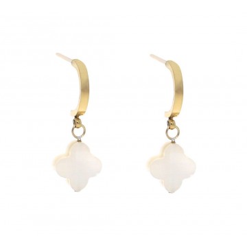 Boucles d'oreilles acier doré, Nacre