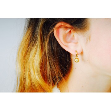 Boucles d’oreilles acier doré, Zirconium