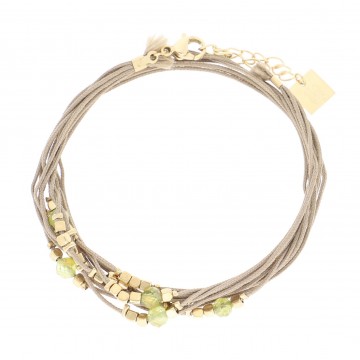 Bracelet multi-rangs acier doré, Olivine