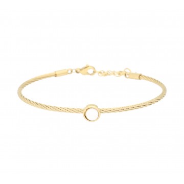 Bracelet acier doré, Agate blanche