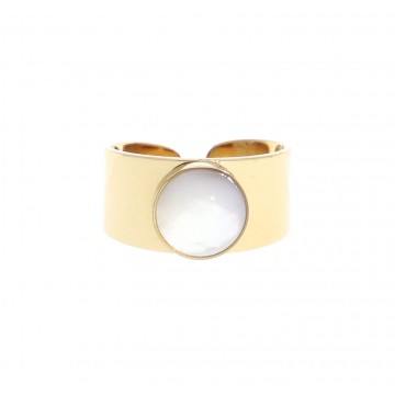 Bague acier doré, Nacre