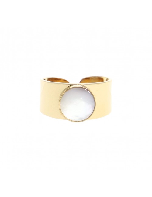 Bague acier doré, Nacre