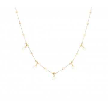 Collier acier doré, Corail blanc