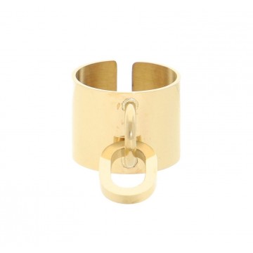 Bague acier doré