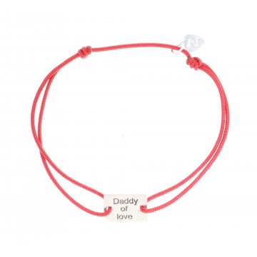 Bracelet plaque Daddy of love, Argent 925/000 sur cordon