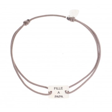 Bracelet plaque Fille à papa, Argent 925/000 sur cordon